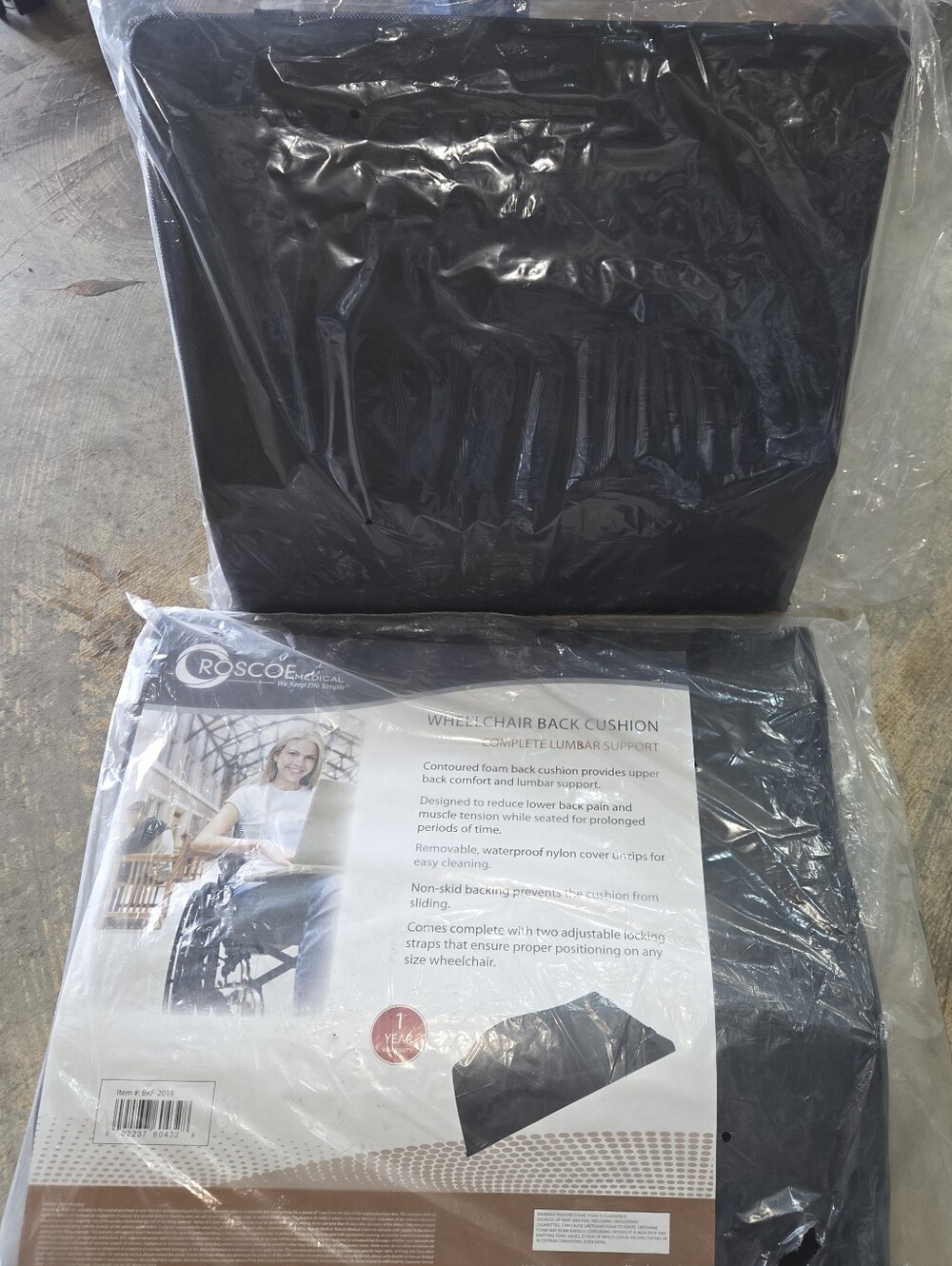 2 Black Wheelchair Back Cushion with Lumbar Support